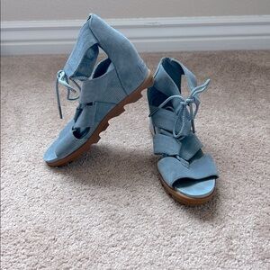 Sorel Suede Leather Joanie II Lace Up Wedge Sandal Shoes
